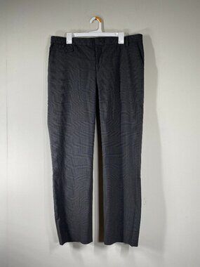 GAP Boy Fit Dress Pants Women's 14 Mid Rise Gray Plaid Office Career